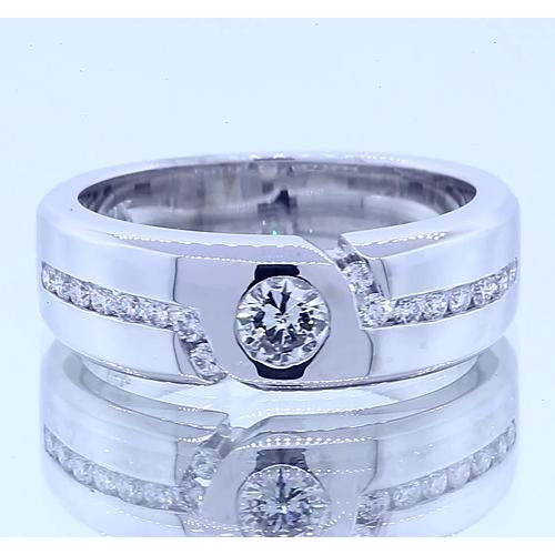 1 Carato Semplice Genuino Diamante Rotondo Fascia Anniversario Oro Bianco 14K Vs1 F