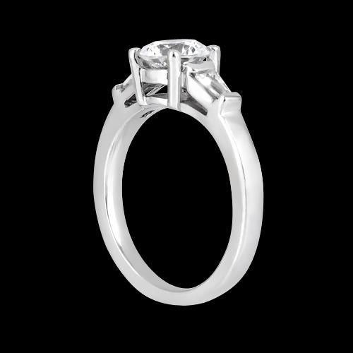 1.20 Ct. Fede Nuziale A Tre Pietre Con Genuino Diamanti. Taglio Rotondo E Baguette