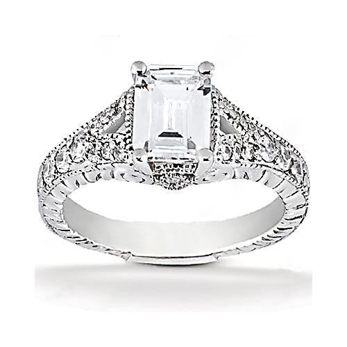 1.36 Carati. Anello Di Fidanzamento Con Genuino Diamanti In Oro Bianco Con Diamanti