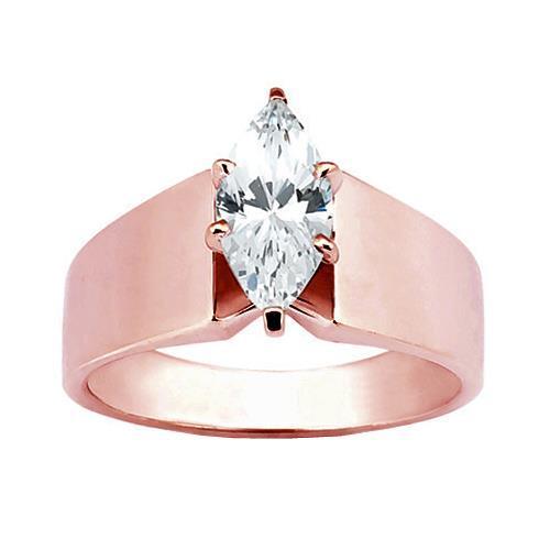 1.50 Carati. Anello Di Fidanzamento Con Naturale Diamante Solitario In Oro Rosa