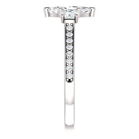 1.85 Carati. Anello Con 3 Pietre Marquise Con Genuino Diamanti Halo Rotondo Nuovo