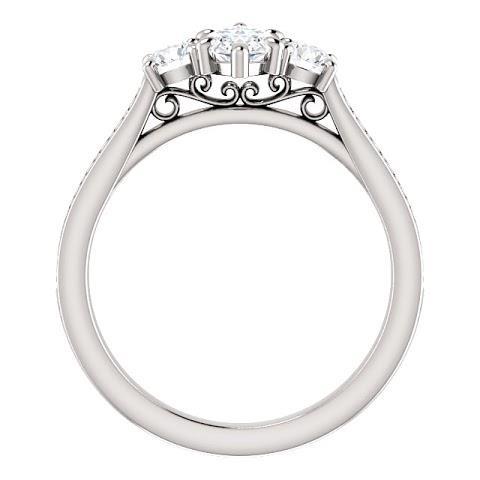 1.85 Carati. Anello Con 3 Pietre Marquise Con Genuino Diamanti Halo Rotondo Nuovo