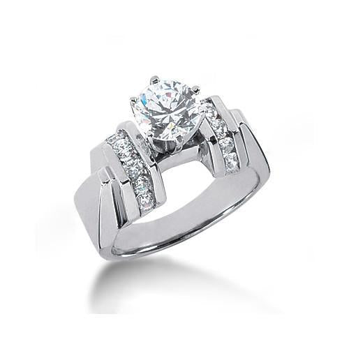 1.85 Carati. Anello Di Fidanzamento Con Naturale Diamante In Oro Bianco 14K