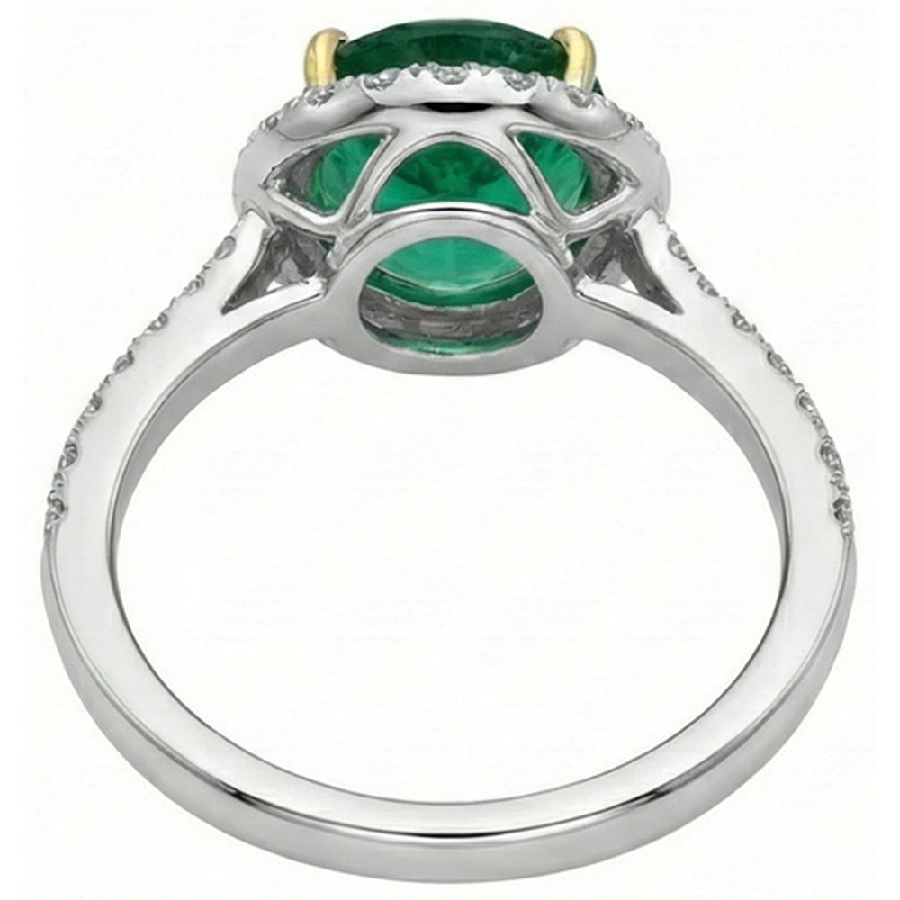 10 carati ovale verde smeraldo e diamante rotondo anello gioielleria raffinata