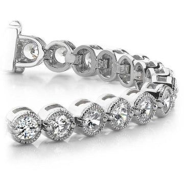 10.50 Ct Taglio rotondo Vero Diamante Donna Bracciale Tennis Oro Bianco Sparkling