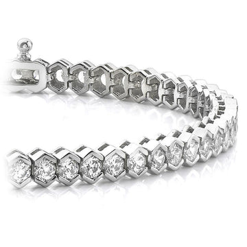 10.50 Ct Vero Diamante Taglio rotondo Bracciale Tennis Oro Bianco 14K Fine Jewelry