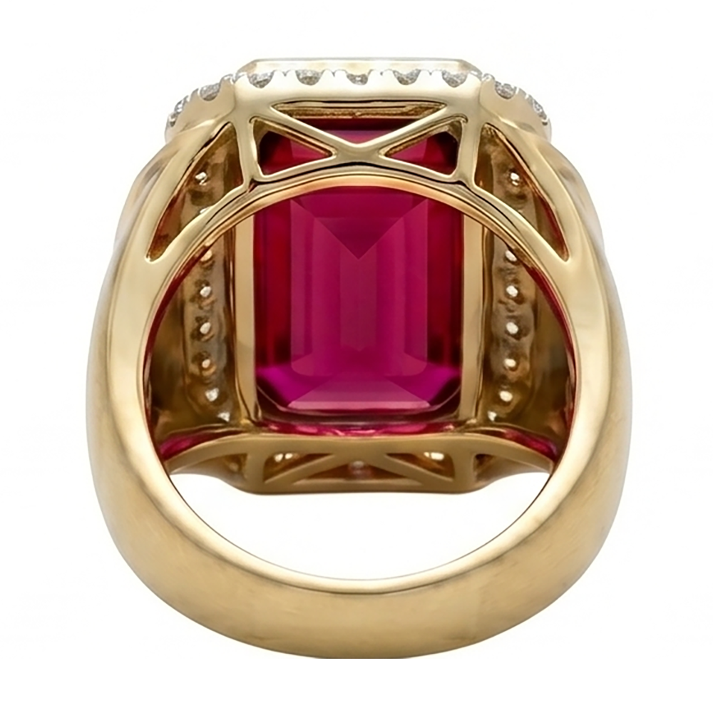 10K Yellow Gold Rubino Birmano Anello Uomo – 8,5-carati Taglio