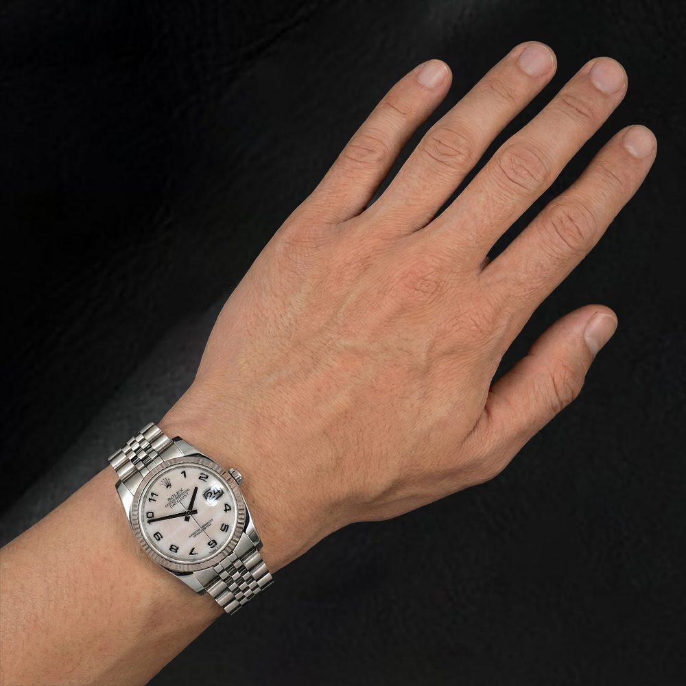 116234 Orologio Rolex con quadrante arabo in madreperla bianca da 36mm