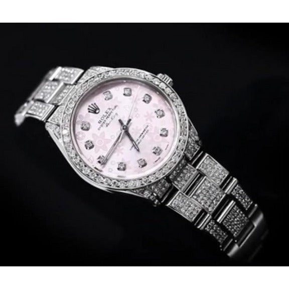 15 carati Quadrante personalizzato con diamanti e lunetta Orologio Rolex re dell'aria