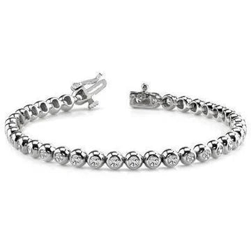 17.10 Carati Taglio Rotondo Vero Diamanti Bracciale Tennis Donna Oro Bianco 14K