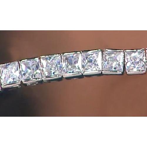 18.90 Carati Princess Cut Genuino Diamante Bracciale Tennis In Oro Bianco 14K Gioielli