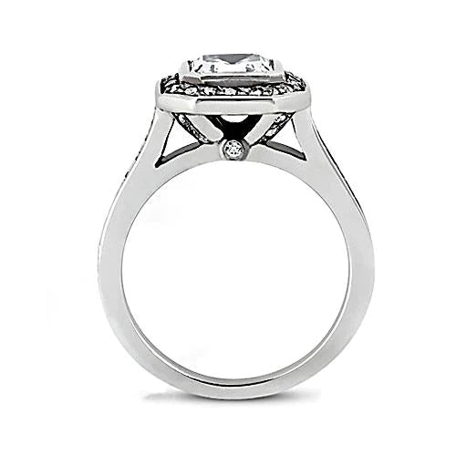 1 Carato Anello Genuino Diamante Asscher