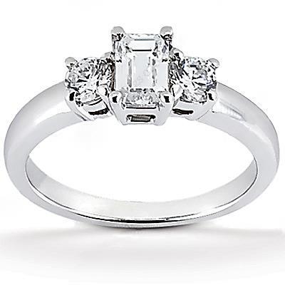 1.41 Carati. Anello Di Naturale Diamanti Con Tre Pietre Gioielli In Oro Taglio Smeraldo Novità