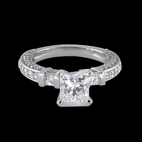 1.50 Carati Princess Genuino Diamond Anello Con Tre Pietre Gioielli In Oro Novità