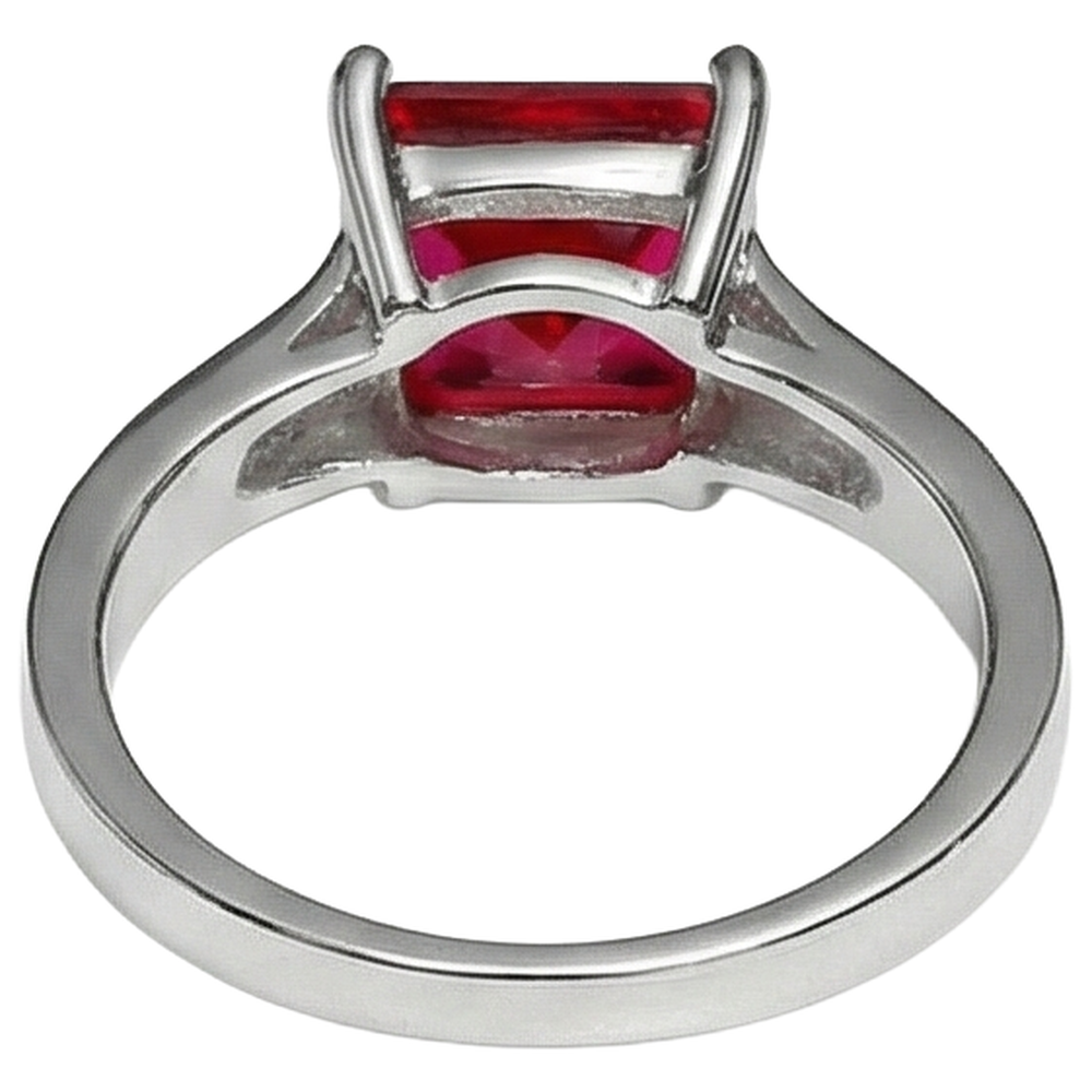1,50 Carati Principessa Solitario Rosso Rubino Anello Fidanzamento