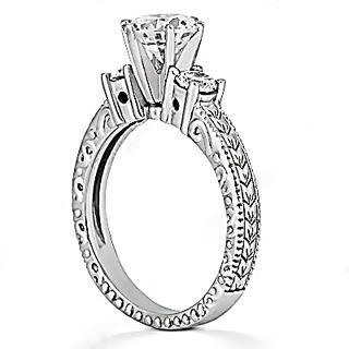1.50 Carati. Fede Nuziale A Tre Pietre Con Naturale Diamanti In Oro Stile Antico