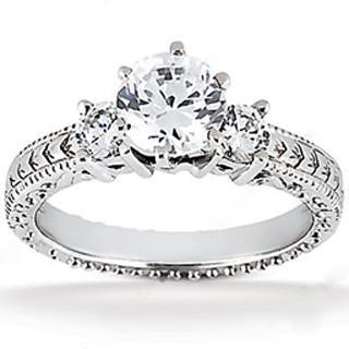 1.50 Carati. Fede Nuziale A Tre Pietre Con Naturale Diamanti In Oro Stile Antico