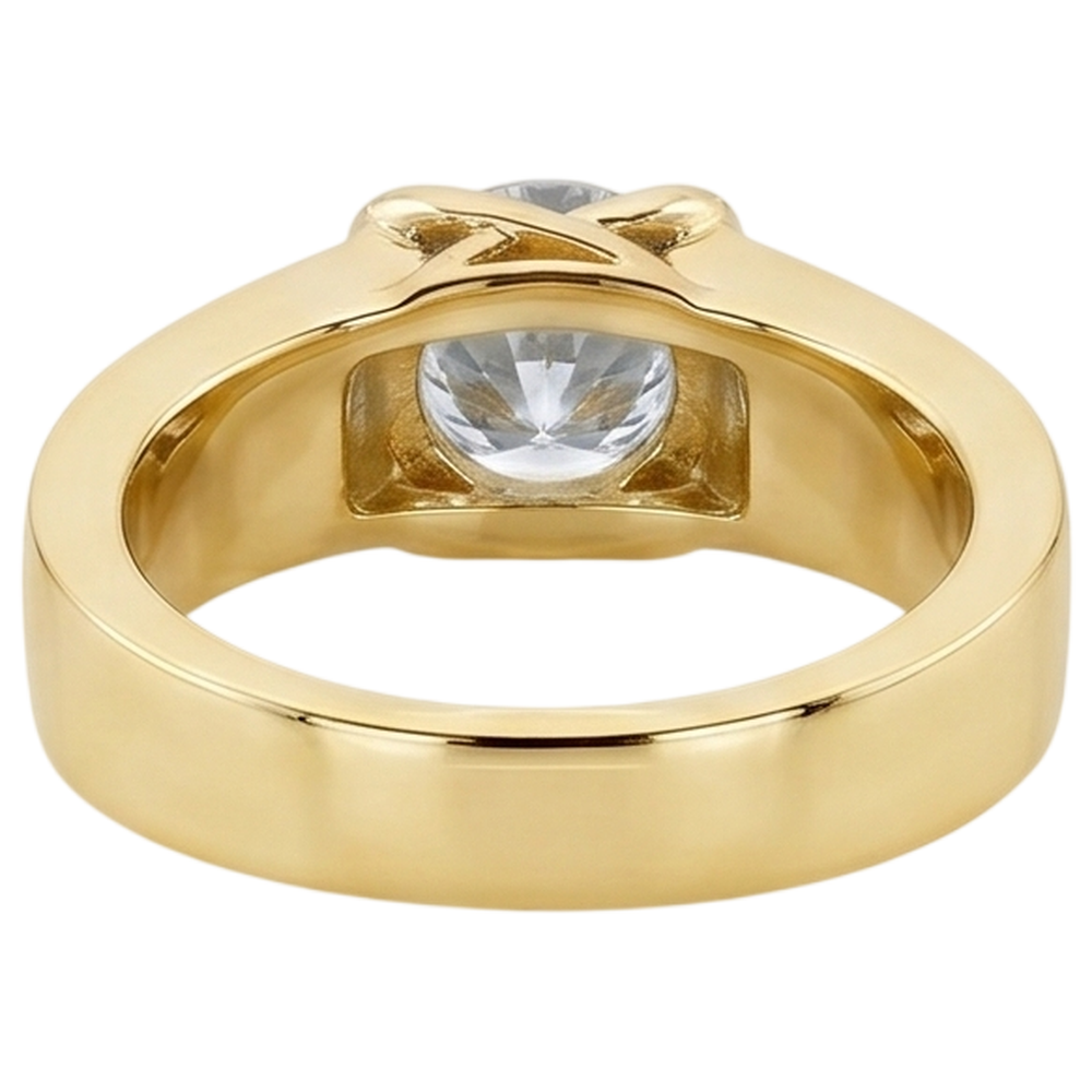 1,50 Ct. Anello Da Uomo Bellissimo Naturale Diamante Naturale Autentico ( non creato in laboratorio ) In Oro Giallo