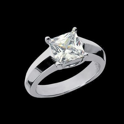 1,50 Carati Principessa Vero Diamante Solitario Anello 4 Griffe Gioielli In Oro