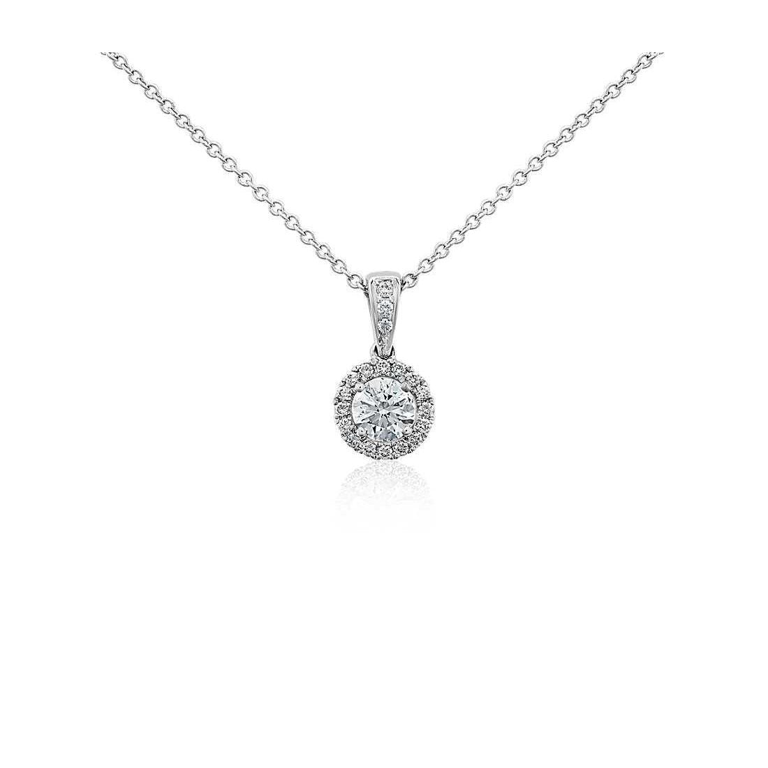 1.69 Carati Collana Con Ciondolo Con Genuino Diamante A Taglio Rotondo Nuovo Oro Bianco 14K