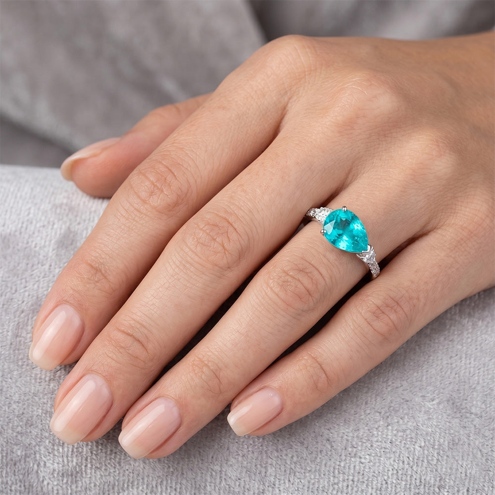 1,75 carati Tormalina Paraiba Anello con Pietra Preziosa in Oro