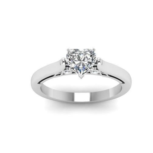 1.95 Carati. Anello Anniversario Cuore E Naturale Diamante Rotondo Oro Bianco 14K