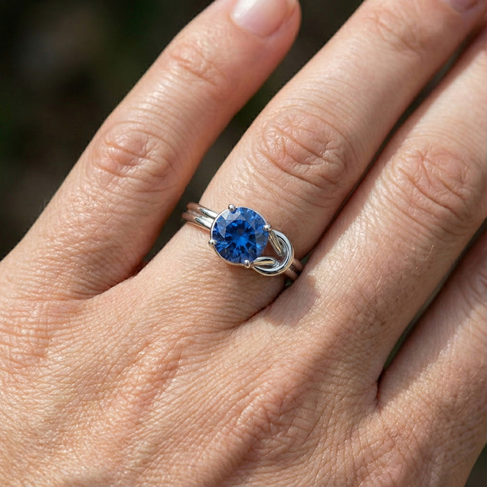 1 carato solitario blu zaffiro bianco oro 14k gioielli anello fantasia nuovo