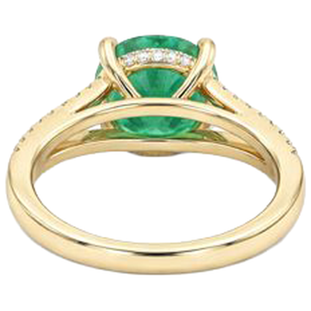 2.30 carati polo Verde smeraldo con diamanti anello gemma oro giallo 14k