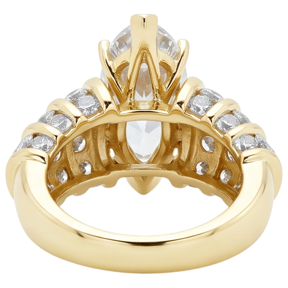 2.5 Ct. Anello Di Fidanzamento Con Genuino Diamanti Naturali Autentici ( non creati in laboratorio ) Marquise Diamonds Yellow Gold