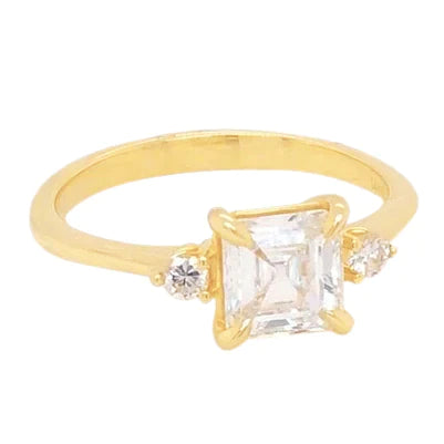 2 Carati Anello Naturale Diamante Asscher