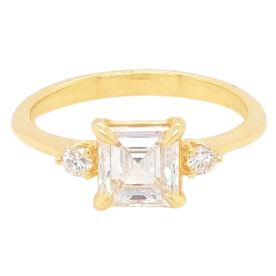 2 Carati Anello Naturale Diamante Asscher