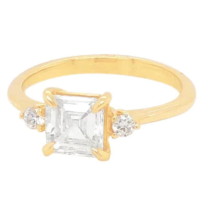 2 Carati Anello Naturale Diamante Asscher