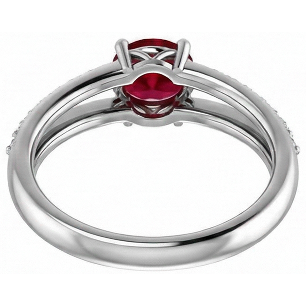 2 Carati Rubino Rosso Con Diamanti Anello Oro Bianco 14K