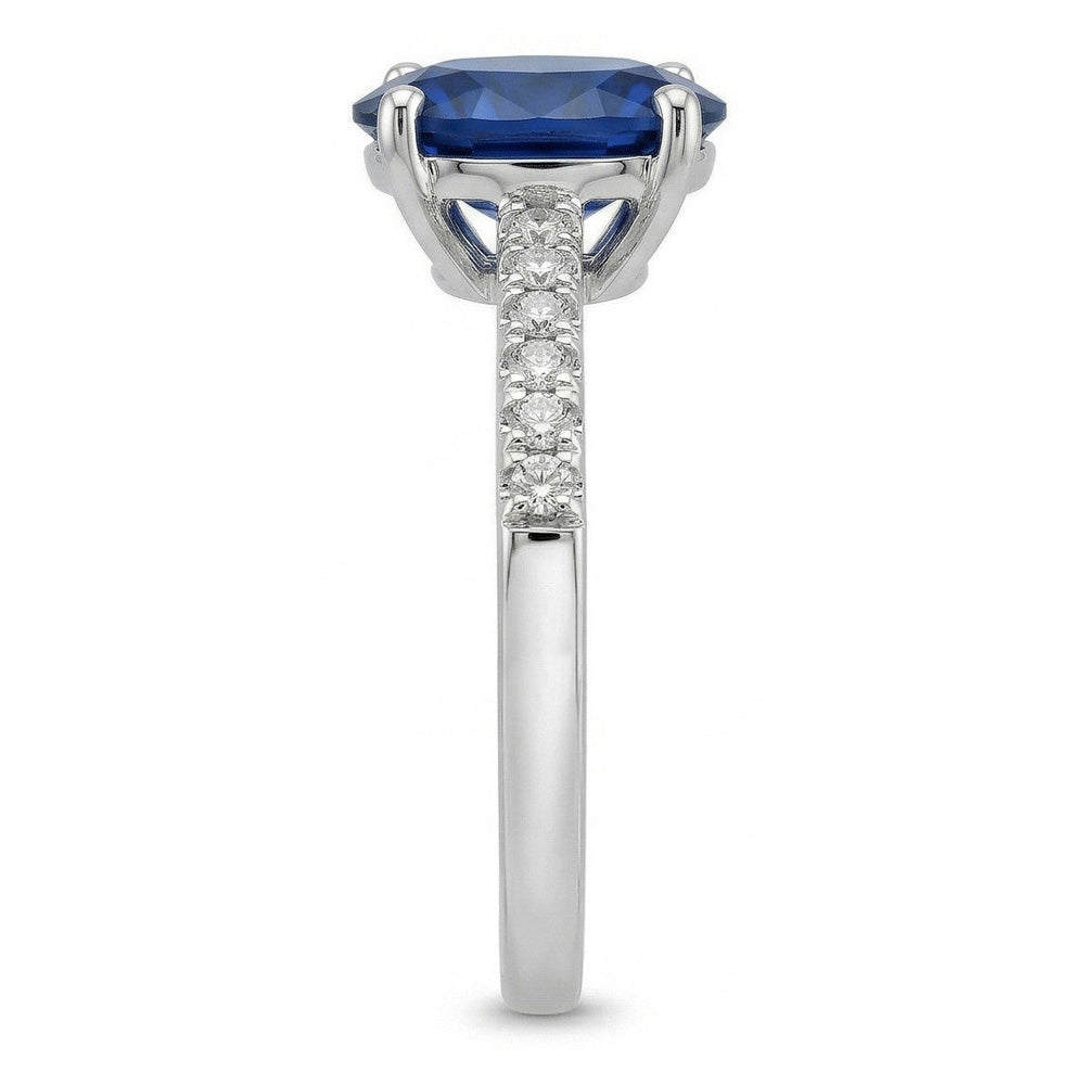 2 carati ovale Sri Lanka anello zaffiro blu diamante oro bianco 14K