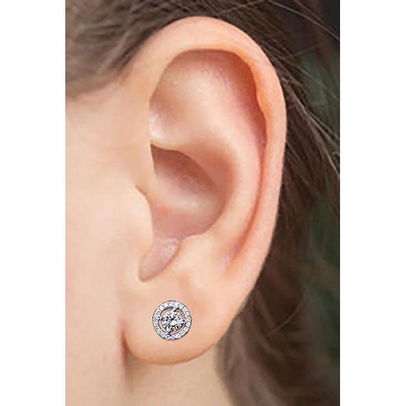 2.28 Ct Taglio Brillante Vero Diamanti Donna Halo Orecchini Bottone Con Giacche