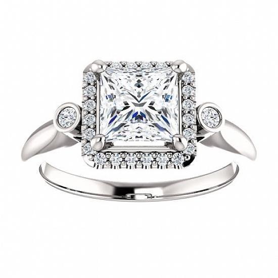 2.31 Carati Stile Tre Pietre Con Accenti Principessa Anello Di Naturale Diamanti
