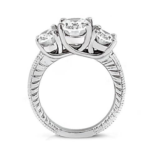 2.31 Carati Tre Pietre Matrimonio Anello Di Genuino Diamanti Stile Vintage Nuovo