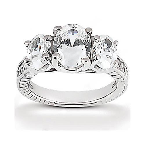 2.31 Carati Tre Pietre Matrimonio Anello Di Genuino Diamanti Stile Vintage Nuovo