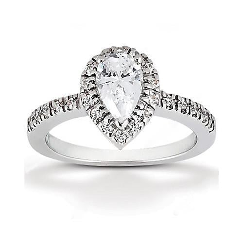 2.50 Carati Royal Anello Di Fidanzamento Halo Pear Vero Diamond
