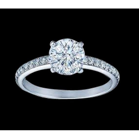 2.61 Carati. Anello Di Fidanzamento Con Naturale Diamante Rotondo Da Donna In Oro Bianco