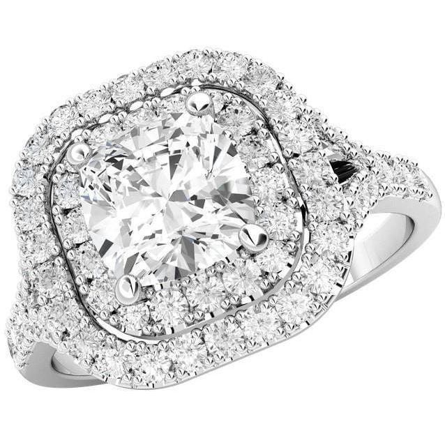 2.70 Carati Halo Vero Diamond Fine Ring Gambo Diviso In Oro Bianco 14K