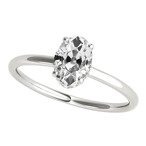 2 Carati Ovale Anello Di Vero Diamante