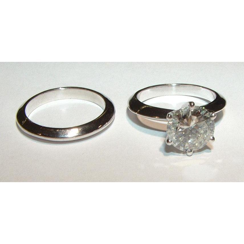 2 Ct. Anello Di Fidanzamento Solitario Con Genuino Diamante Rotondo In Oro Bianco 14K