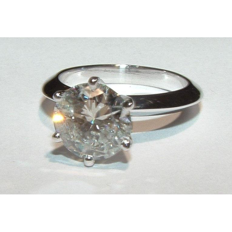 2 Ct. Anello Di Fidanzamento Solitario Con Genuino Diamante Rotondo In Oro Bianco 14K