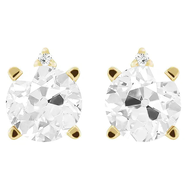 Orecchini Oro 14 Carati Giallo con Diamante – vista frontale