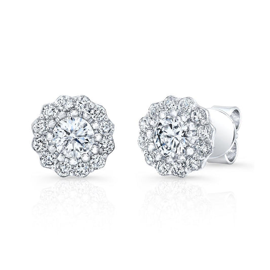 2.24 Carati Prong Set Brilliant Vero Diamonds Studs Halo Orecchino In Oro Bianco