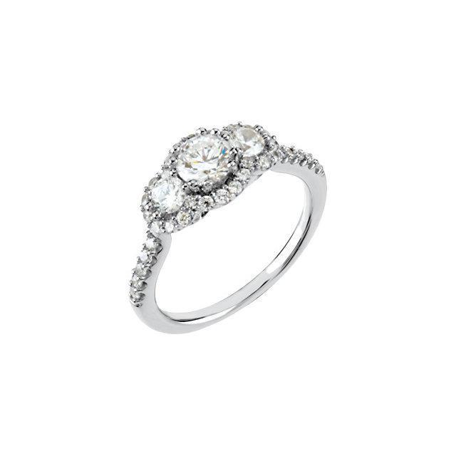 2,35 Carati. Anello Di Fidanzamento In Oro Bianco 14K Con Genuino Diamante Rotondo 3 Pietre