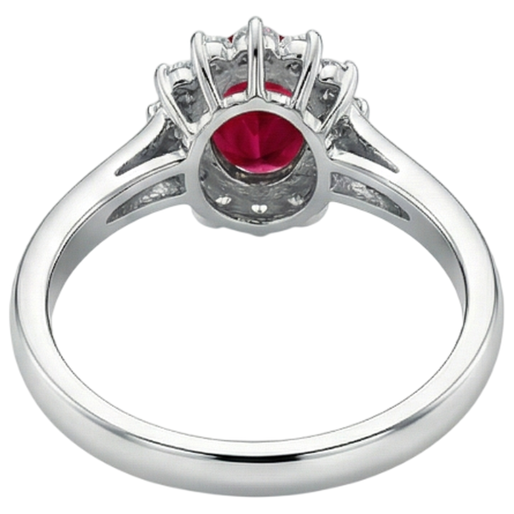 3.50 carati rosso rubino ovale con diamante anello nuziale oro bianco 14k