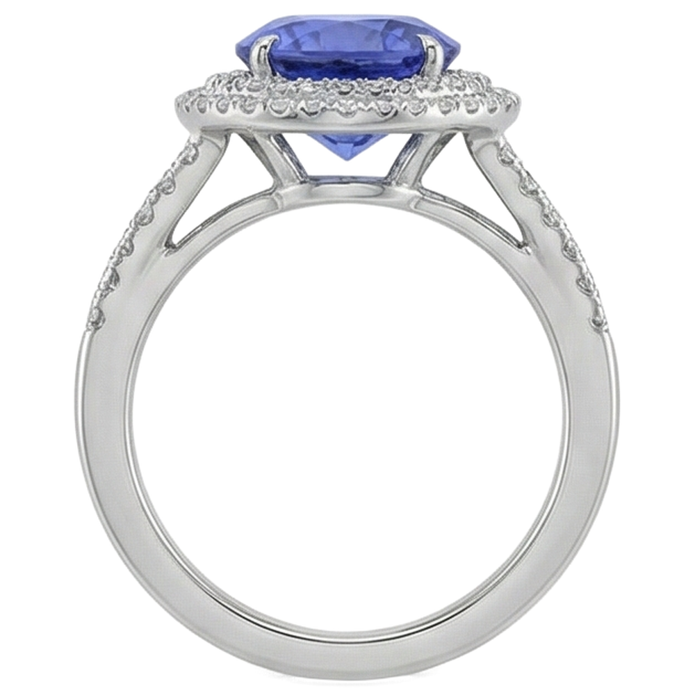 vero round tanzanite 3.80carati fede eternity con accenti diamanti