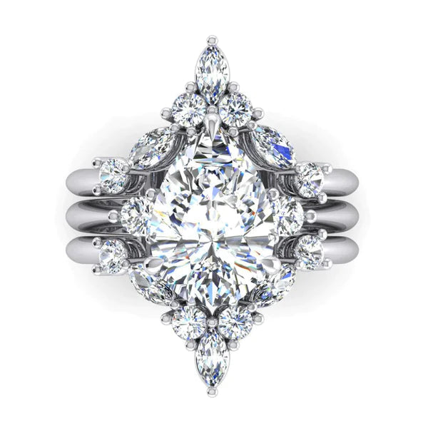 3 Anelli Saldati Insieme Genuino Diamante